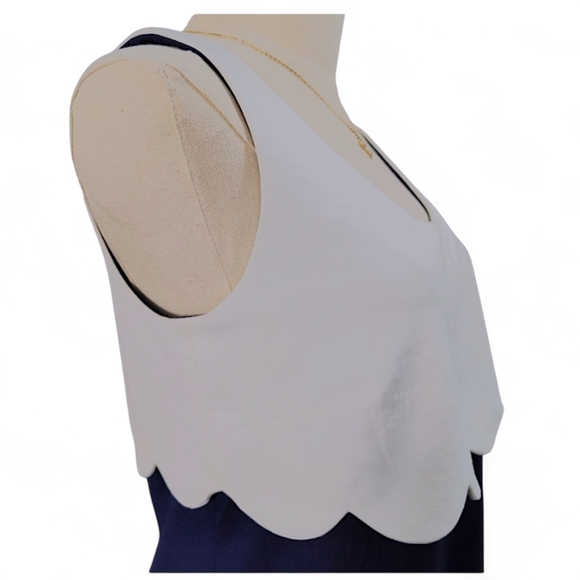 Sara Campbell Navy Blue & White Scallop Dress Womens Size Small - Picture 5 of 11